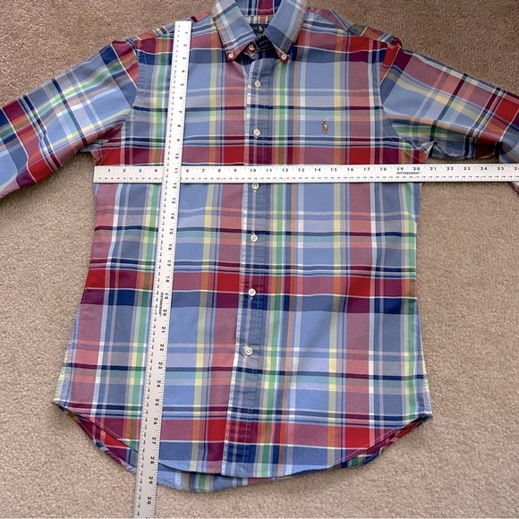 Ralph Lauren Slim Fit Stretch Oxford Multicolor Plaid Shirt - Picture 5 of 7